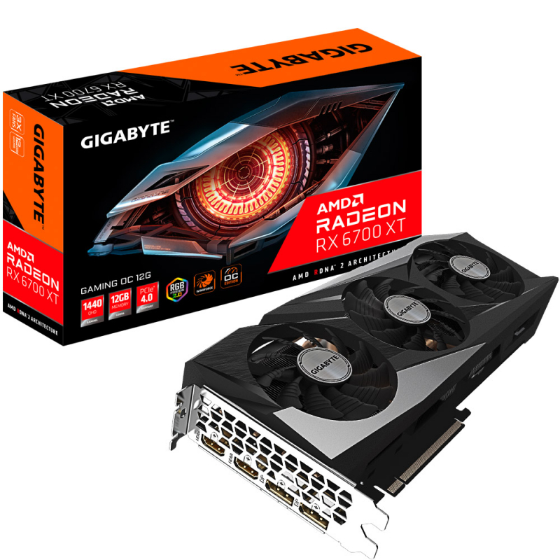 Видеокарта GIGABYTE Radeon RX 6700 XT GAMING OC 12288Mb (GV-R67XTGAMING OC-12GD)