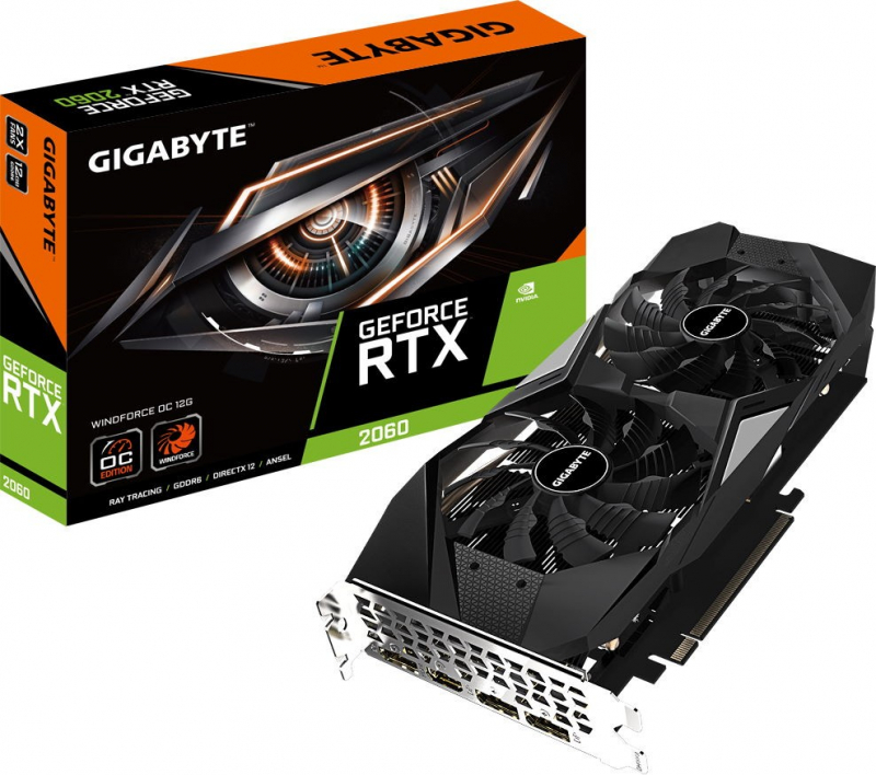Видеокарта GIGABYTE GeForce RTX 2060 WINDFORCE OC 12Gb (GV-N2060WF2OC-12GD)