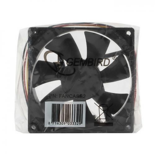 Вентилятор Gembird FANCASE2 92x92x25, втулка, 3 pin, провод 30 см {100} (033329)