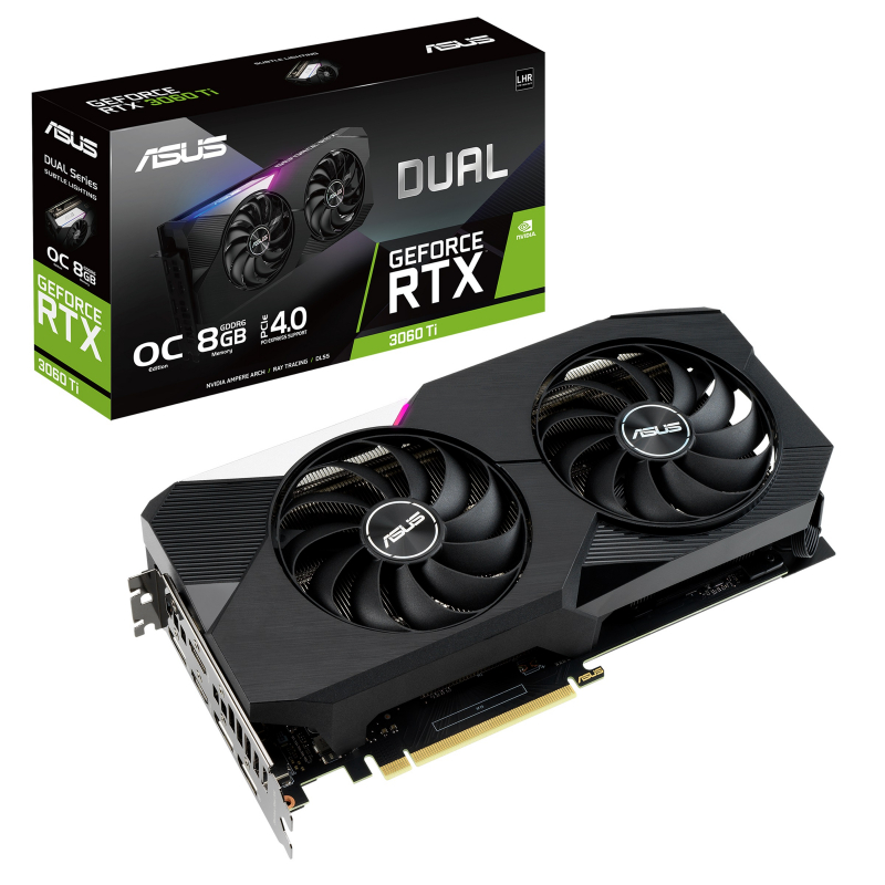Видеокарта ASUS GeForce RTX 3060 Ti DUAL OC V2 8Gb LHR (DUAL-RTX3060TI-O8G-V2)