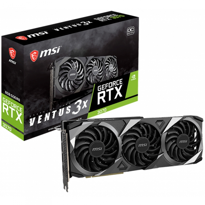 Видеокарта MSI GeForce RTX 3070 VENTUS 3X OC 8Gb LHR